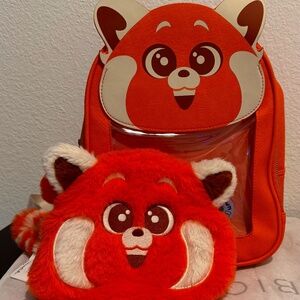 Turning Red Mini backpack with matching pouch